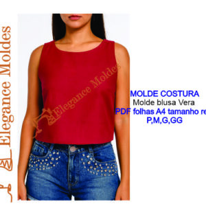 Molde blusa Vera em PDF A4 P,M,G e GG tamanho real