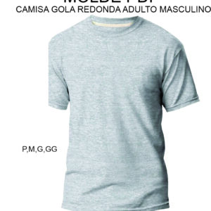 Molde CAMISETA MASCULINA ADULTO GOLA REDONDA em PDF P,M,G e GG tamanho real