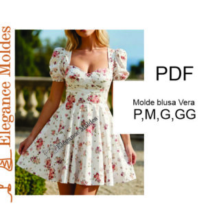 Molde VESTIDO BIA em PDF A4 P,M,G e GG tamanho real