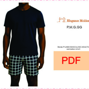 MOLDE PIJAMA ADULTO MASCULINO camiseta e short PDF tamanho real