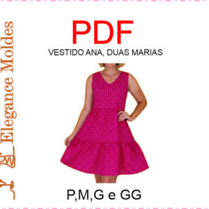 MOLDE vestido Ana, duas marias P,M,G,GG tamanho real