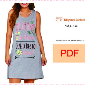MOLDE camisola regata adulto PDF tamanho real