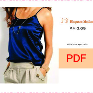 MOLDE  blusa regata alças cetim PDF tamanho real