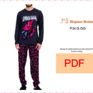 MOLDE PIJAMA ADULTO MASCULINO blusa e calça PDF tamanho real