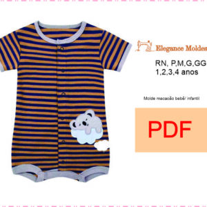 MOLDE Molde macacão bebê/ infantil PDF tamanho real