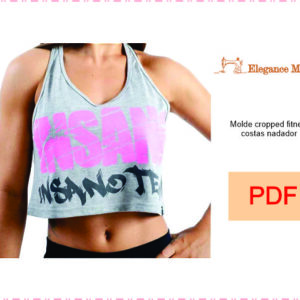 Molde cropped fitness costas nadador PP,P,M,G,GG,EG