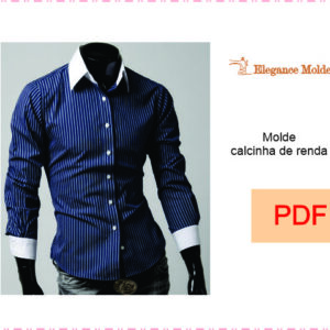 Molde Camisa Slim Masc Detalhes De Outro Tecido PP,P,M,G,GG,G1,G2,G3