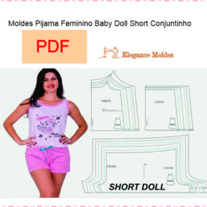 Moldes Pijama Feminino Baby Doll Short Conjuntinho PP,P,M,G,GG