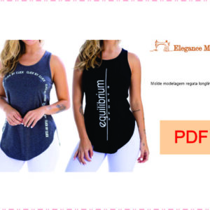 Molde modelagem regata longline feminina P,M,G,GG