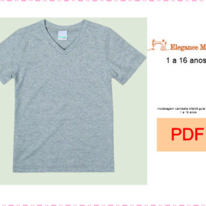 MOLDE  modelagem camiseta infantil gola V unissex