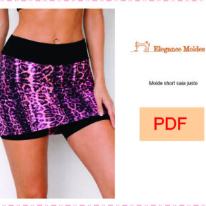 Molde short saia justo PP,P,M,G,GG PDF TAMANHO REAL