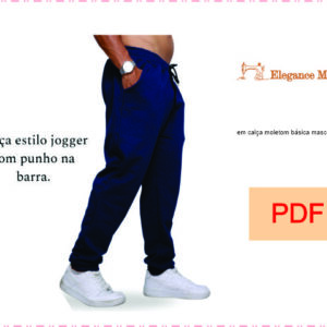 Molde modelagem calça moletom básica masculina  PP, P,M,G,GG PDF tamanho real