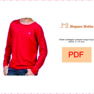 Molde modelagem camiseta manga longa infantil  2 a 16 anos
