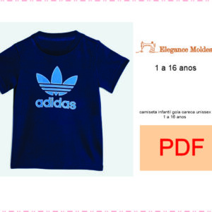 MOLDE camiseta infantil gola careca unissex PDF 1 a 16 anos