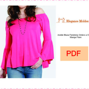 molde Blusa Feminina Ombro a Ombro Manga Flare P ao GG