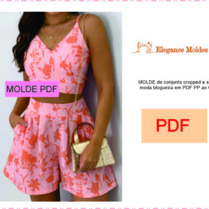 MOLDE de conjunto cropped e short moda blogueira em PDF PP ao GG