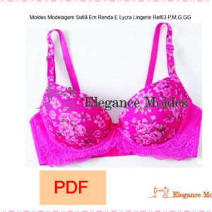 Moldes Modelagem Sutiã Em Renda E Lycra Lingerie Ref03 P,M,G,GG