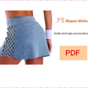 Molde short saia com recorte lateral TAMANHO REAL P ao XG