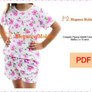 Conjunto Pijama Infantil Feminino Malha 2 a 16 anos