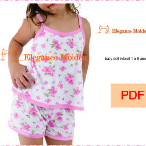 baby doll infantil 1 a 8 anos: Moldes em PDF para Download