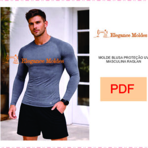 MOLDE BLUSA PROTEÇÃO UV MASCULINA RAGLAN PP ao GG