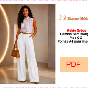 Molde Grátis de Camisa Sem Mangas P ao GG em Folhas A4 para Imprimir