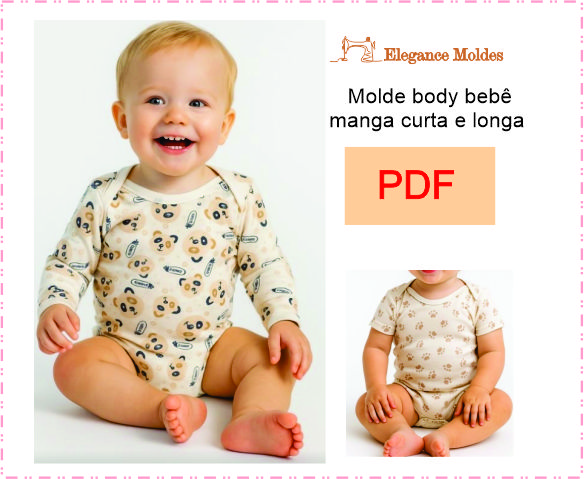 Molde PDF Body Bebê Envelope Infantil RN ao GG | Download Imediato