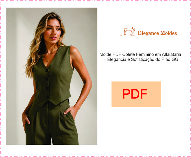 Molde PDF Colete Feminino em Alfaiataria – Elegância e Sofisticação do P ao GG PDF A4